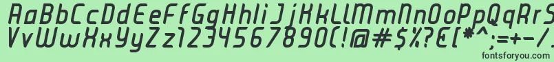 Fonte JuiceBoldItalic – fontes pretas em um fundo verde
