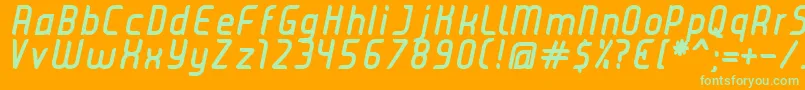 JuiceBoldItalic-Schriftart – Grüne Schriften auf orangefarbenem Hintergrund