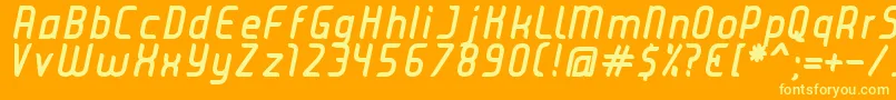 JuiceBoldItalic-Schriftart – Gelbe Schriften auf orangefarbenem Hintergrund