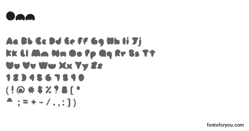 Schriftart Omm – Alphabet, Zahlen, spezielle Symbole