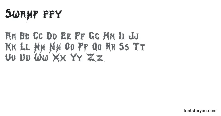 Czcionka Swamp ffy – alfabet, cyfry, specjalne znaki