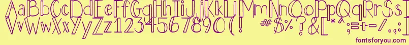 DjbHollyJolly Font – Purple Fonts on Yellow Background