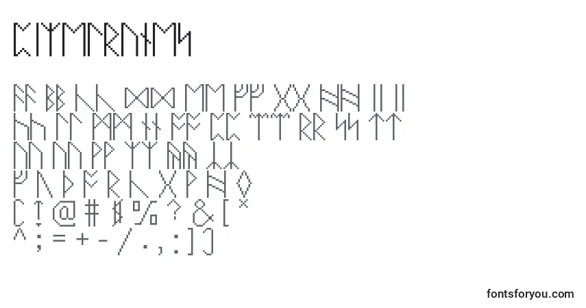 A fonte Pixelrunes – alfabeto, números, caracteres especiais
