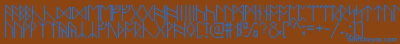 フォントPixelrunes – 茶色の背景に青い文字