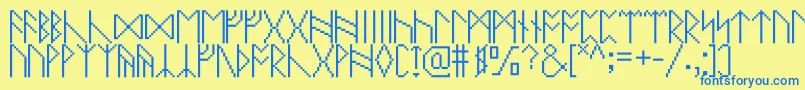 Pixelrunes Font – Blue Fonts on Yellow Background
