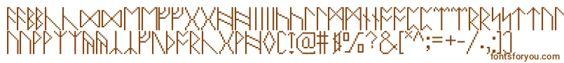 Pixelrunes-Schriftart – Braune Schriften auf weißem Hintergrund