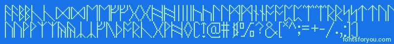 Pixelrunes Font – Green Fonts on Blue Background