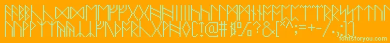 Pixelrunes Font – Green Fonts on Orange Background