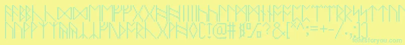 Pixelrunes Font – Green Fonts on Yellow Background