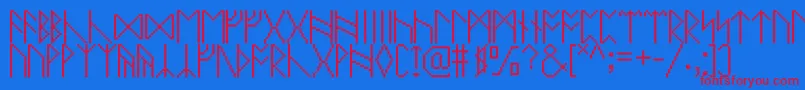 Pixelrunes Font – Red Fonts on Blue Background