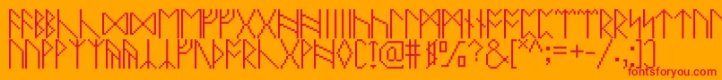 Pixelrunes Font – Red Fonts on Orange Background
