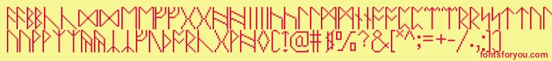 Pixelrunes Font – Red Fonts on Yellow Background