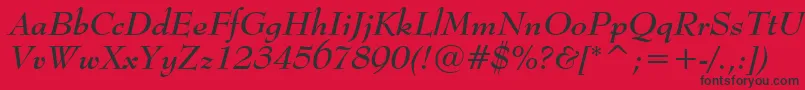 Fonte BernhardmodBtBoldItalic – fontes pretas em um fundo vermelho