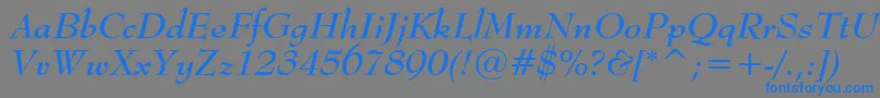 BernhardmodBtBoldItalic-Schriftart – Blaue Schriften auf grauem Hintergrund