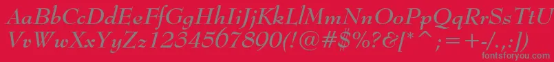 Шрифт BernhardmodBtBoldItalic – серые шрифты на красном фоне