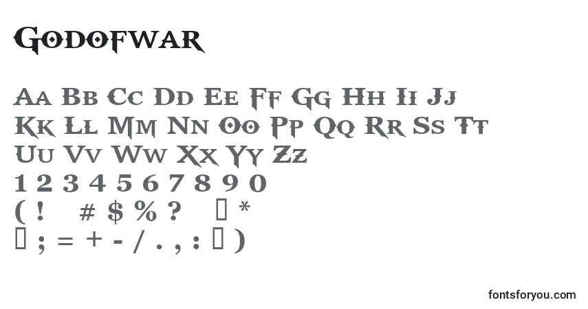 A fonte Godofwar – alfabeto, números, caracteres especiais