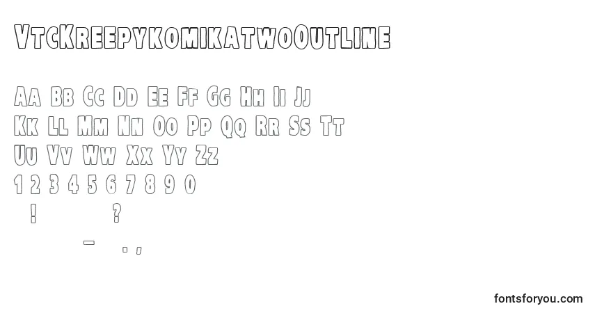 A fonte VtcKreepykomikatwoOutline – alfabeto, números, caracteres especiais