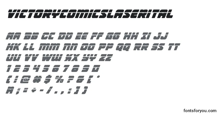 Schriftart Victorycomicslaserital – Alphabet, Zahlen, spezielle Symbole