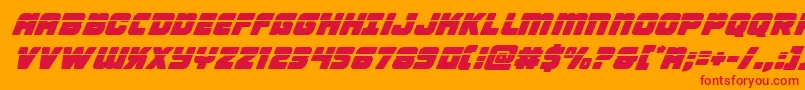 Victorycomicslaserital-Schriftart – Rote Schriften auf orangefarbenem Hintergrund