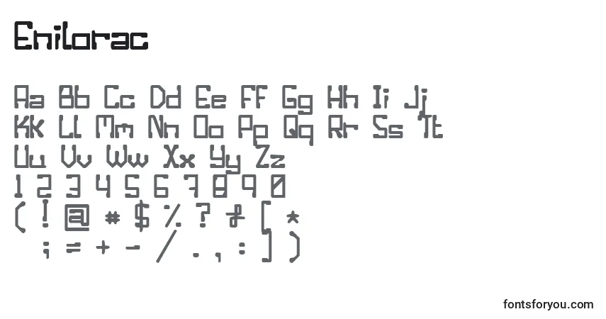 Czcionka Enilorac – alfabet, cyfry, specjalne znaki