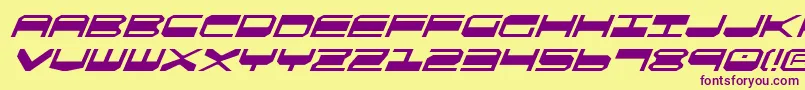 Qgear2i-Schriftart – Violette Schriften auf gelbem Hintergrund