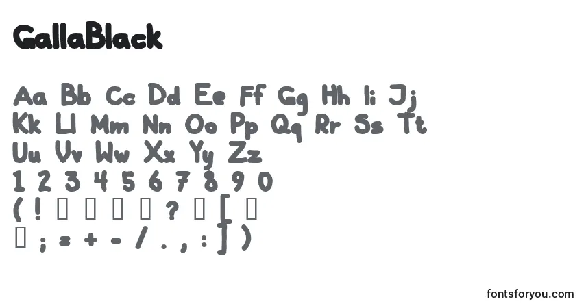 Schriftart GallaBlack – Alphabet, Zahlen, spezielle Symbole
