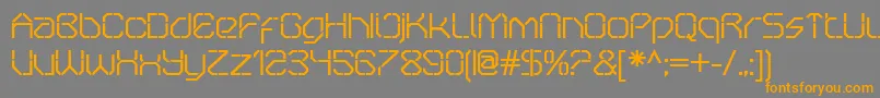 フォントOricneoStencil – オレンジの文字は灰色の背景にあります。