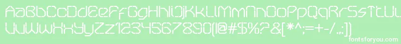 OricneoStencil-fontti – valkoiset fontit vihreällä taustalla