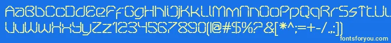 OricneoStencil Font – Yellow Fonts on Blue Background