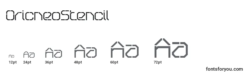 Размеры шрифта OricneoStencil
