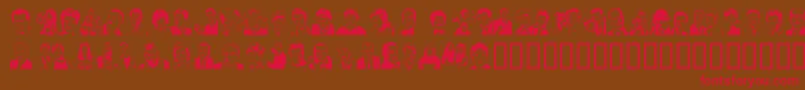 Quotidian-Schriftart – Rote Schriften auf braunem Hintergrund