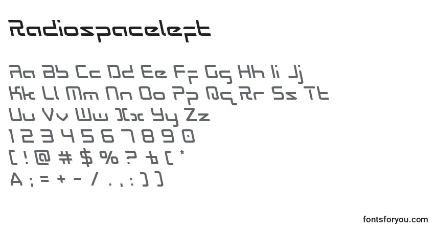 Schriftart Radiospaceleft – Alphabet, Zahlen, spezielle Symbole