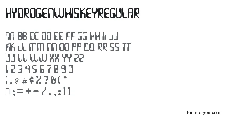A fonte HydrogenwhiskeyRegular – alfabeto, números, caracteres especiais