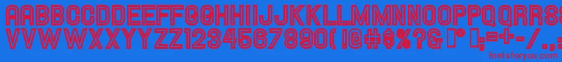 Hallandaleinline Font – Red Fonts on Blue Background