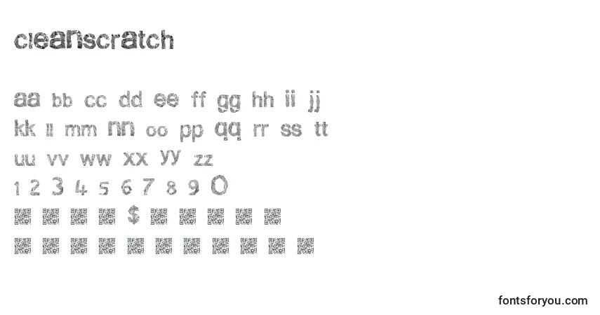 Czcionka Cleanscratch – alfabet, cyfry, specjalne znaki