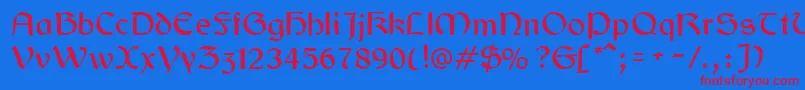 Gaelic Font – Red Fonts on Blue Background