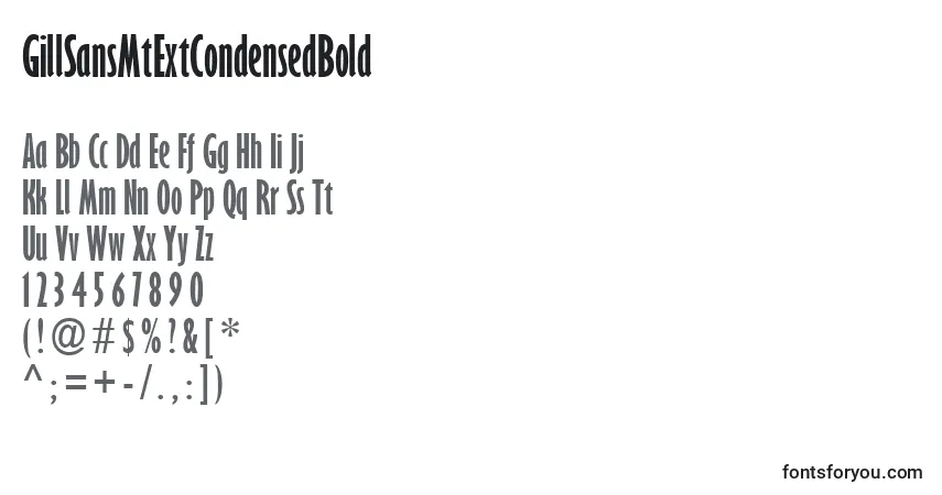 Шрифт GillSansMtExtCondensedBold – алфавит, цифры, специальные символы
