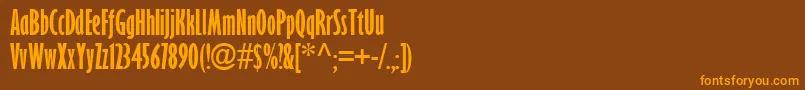 GillSansMtExtCondensedBold-Schriftart – Orangefarbene Schriften auf braunem Hintergrund
