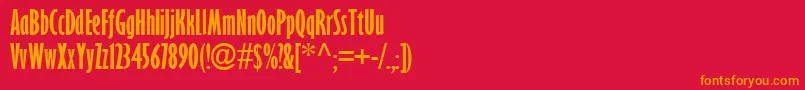 フォントGillSansMtExtCondensedBold – 赤い背景にオレンジの文字