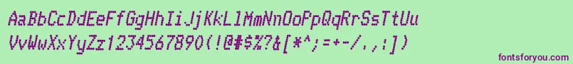 Czcionka TelidoninkhvItalic – fioletowe czcionki na zielonym tle