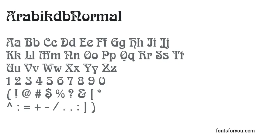 Czcionka ArabikdbNormal – alfabet, cyfry, specjalne znaki