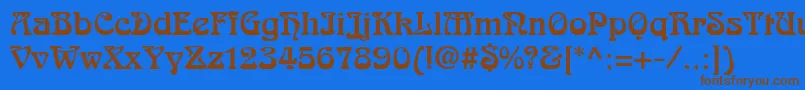 フォントArabikdbNormal – 茶色の文字が青い背景にあります。