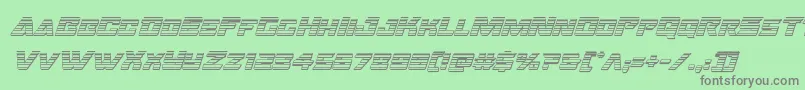フォントOceanicdriftchromeital – 緑の背景に灰色の文字