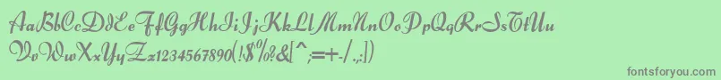 フォントForelle – 緑の背景に灰色の文字