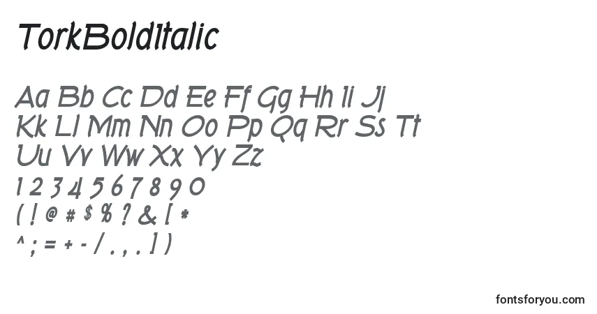 Fuente TorkBoldItalic - alfabeto, números, caracteres especiales