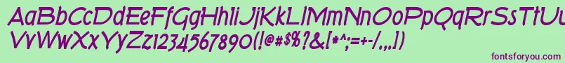 TorkBoldItalic Font – Purple Fonts on Green Background