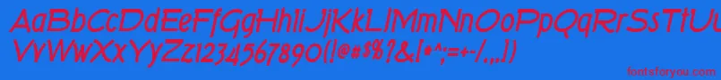 TorkBoldItalic Font – Red Fonts on Blue Background