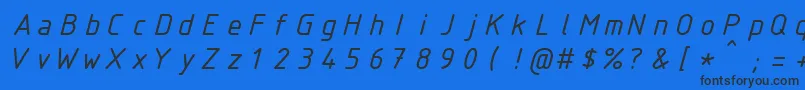 Fonte IsocteurItalic – fontes pretas em um fundo azul