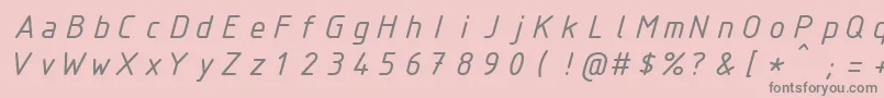 Fonte IsocteurItalic – fontes cinzas em um fundo rosa