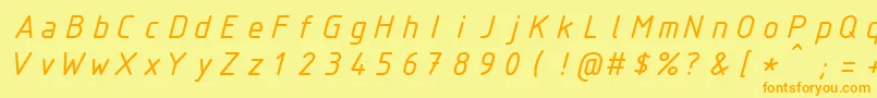 Fonte IsocteurItalic – fontes laranjas em um fundo amarelo